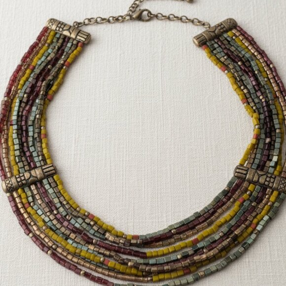 Chico's Yellow and Red Multi-Strand Necklace - Picture 1 of 7